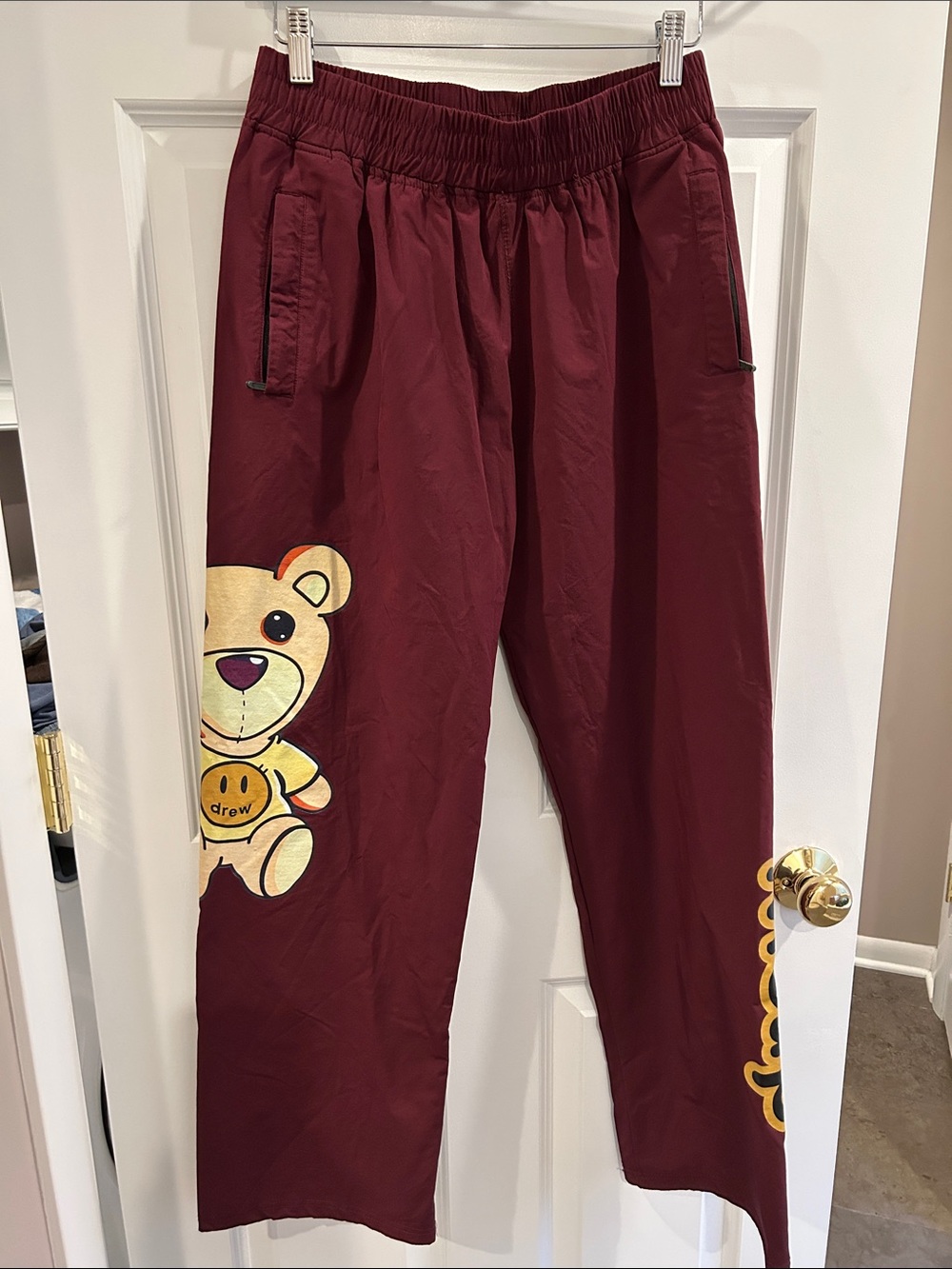 Drew House Theodore Teddy Bear  Maroon Joggers. Size L. Excellent Condition!